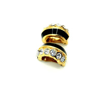 Christian Dior Gold & Black Enamel Half Hoop Vintage Clip-On Earrings - 24 Wishes Vintage Jewelry