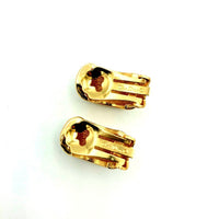 Christian Dior Gold Diamante Pave Vintage Half Hoop Clip-On Earrings - 24 Wishes Vintage Jewelry
