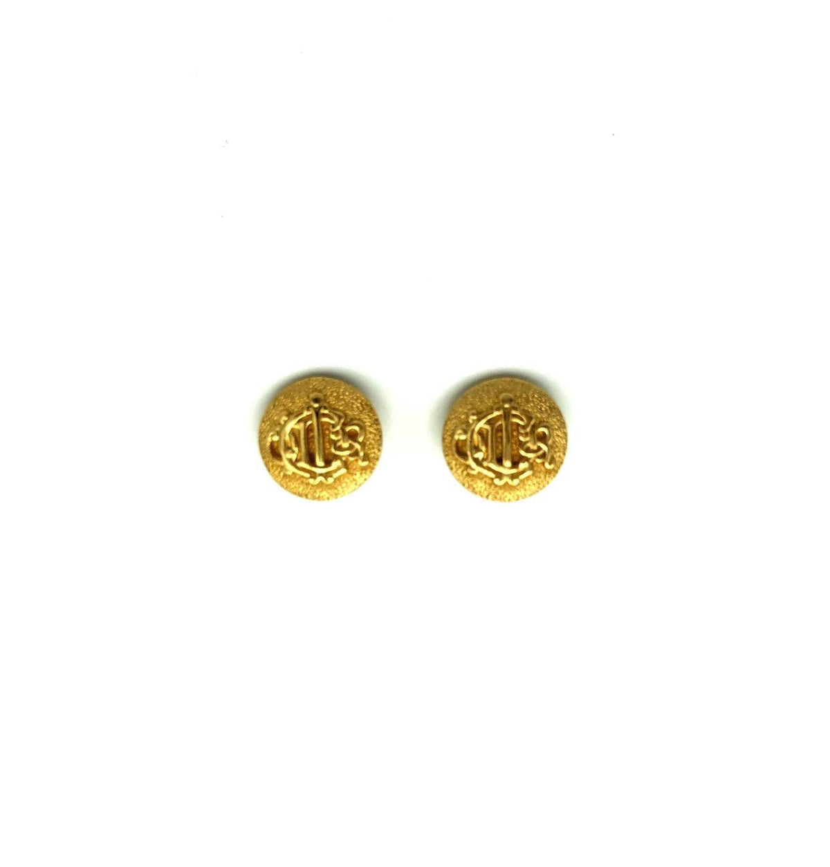 Christian Dior Gold Logo Monogram Vintage Clip-On Earrings - 24 Wishes Vintage Jewelry