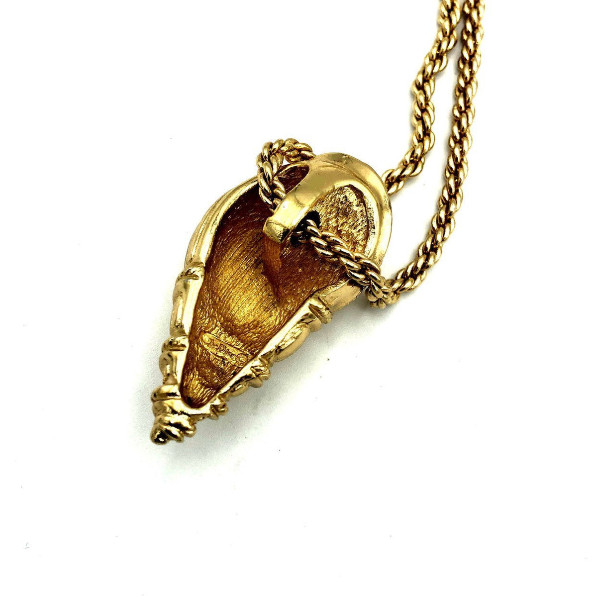 Christian Dior Gold Shell Classic Pendant - 24 Wishes Vintage Jewelry