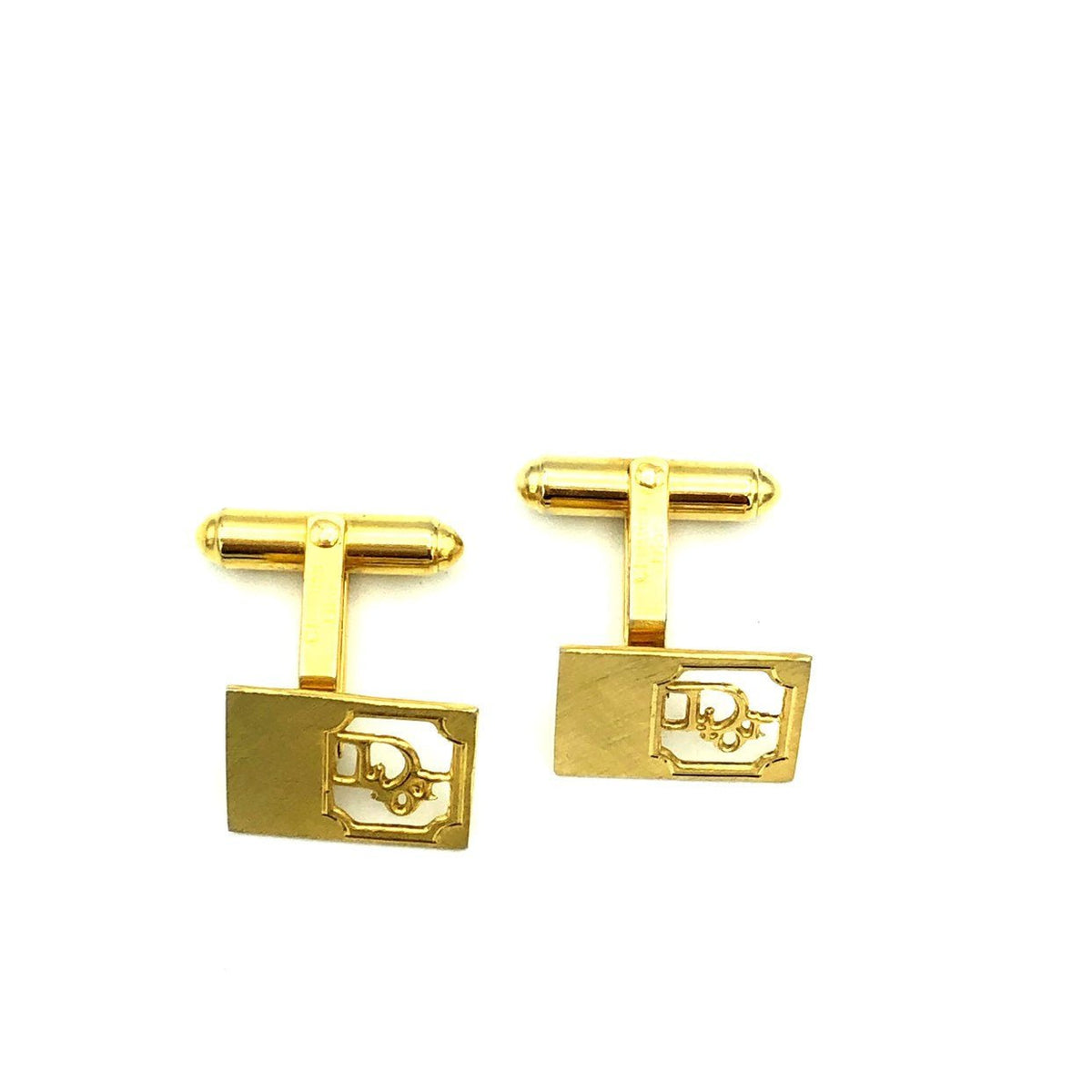 Christian Dior Logo Gold Vintage Cufflinks - 24 Wishes Vintage Jewelry