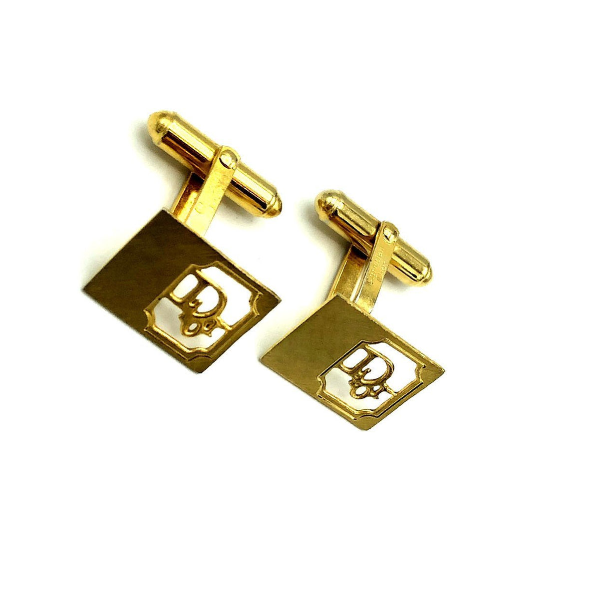 Christian Dior Logo Gold Vintage Cufflinks - 24 Wishes Vintage Jewelry