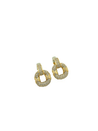Ciner Gold Pave Door knocker Vintage Clip-On Earrings - 24 Wishes Vintage Jewelry