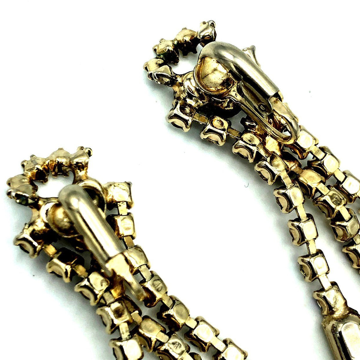 Citrine AB Rhinestone Chandelier Vintage Clip-On Earrings - 24 Wishes Vintage Jewelry