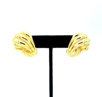 Classic Givenchy Gold Ribbon Vintage Clip-On Earrings - 24 Wishes Vintage Jewelry