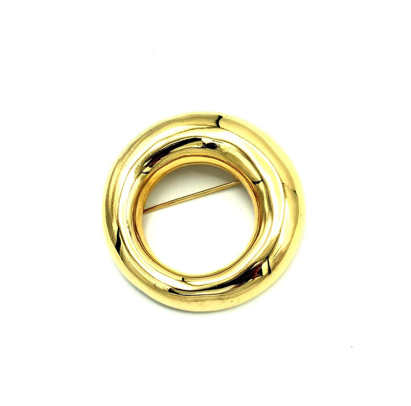 Classic Gold Givenchy Open Circle Brooch Pin - 24 Wishes Vintage Jewelry