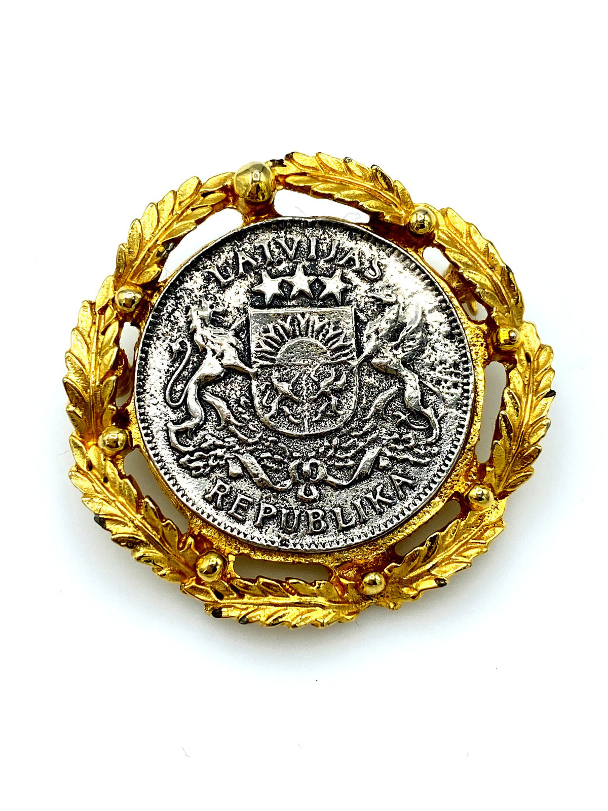 Classic Gold & Silver Coin Vintage Brooch by Mimi di N - 24 Wishes Vintage Jewelry