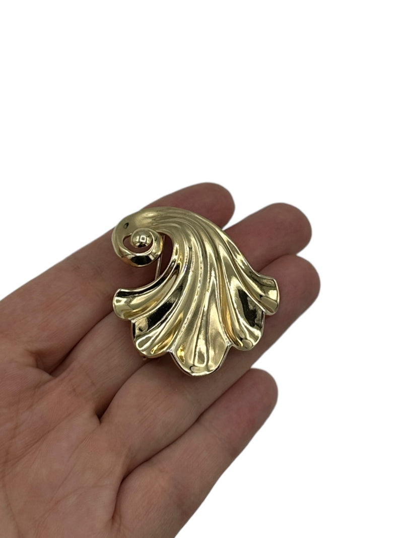 Classic Gold Trifari Stylized Brooch - 24 Wishes Vintage Jewelry