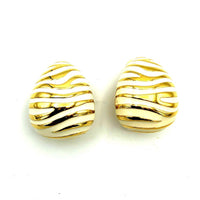Classic Joan Rivers Gold Animal Print Vintage Clip-On Earrings - 24 Wishes Vintage Jewelry