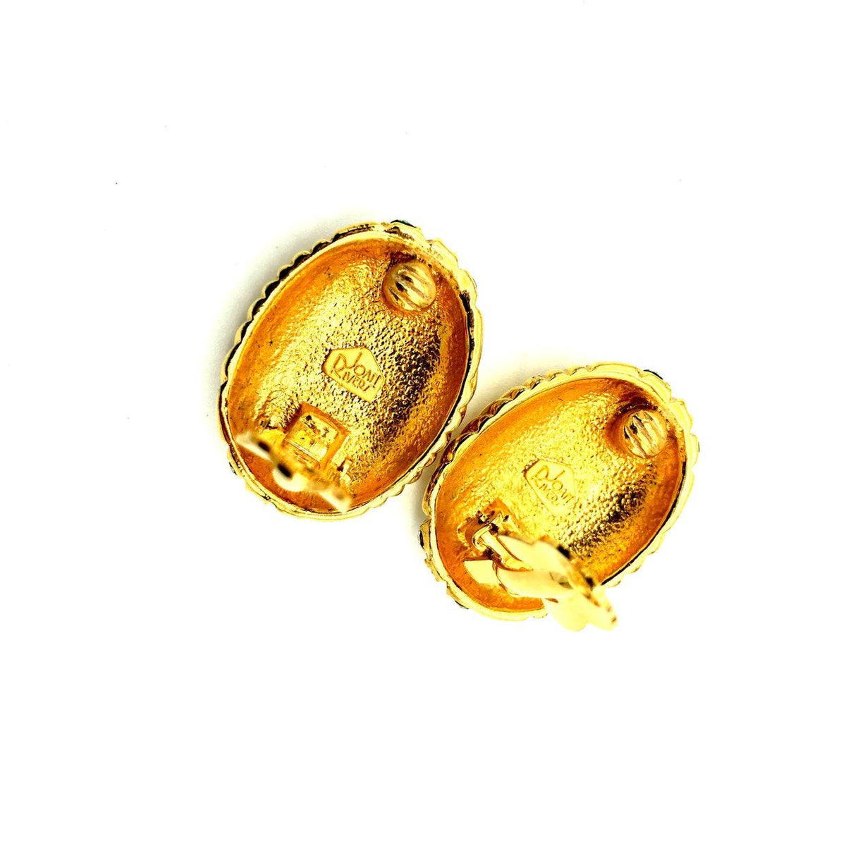 Classic Joan Rivers Gold & Rhinestone Vintage Clip-On Earrings - 24 Wishes Vintage Jewelry
