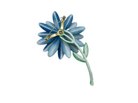 Classic Large Blue Enamel Daisy Flower Vintage Brooch - 24 Wishes Vintage Jewelry