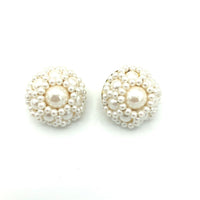 Classic Layered Pearl Cluster Vintage Clip-On Earrings - 24 Wishes Vintage Jewelry