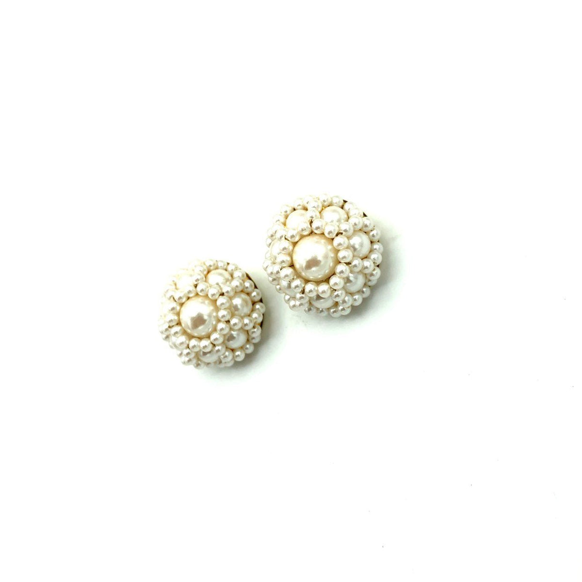 Classic Layered Pearl Cluster Vintage Clip-On Earrings - 24 Wishes Vintage Jewelry