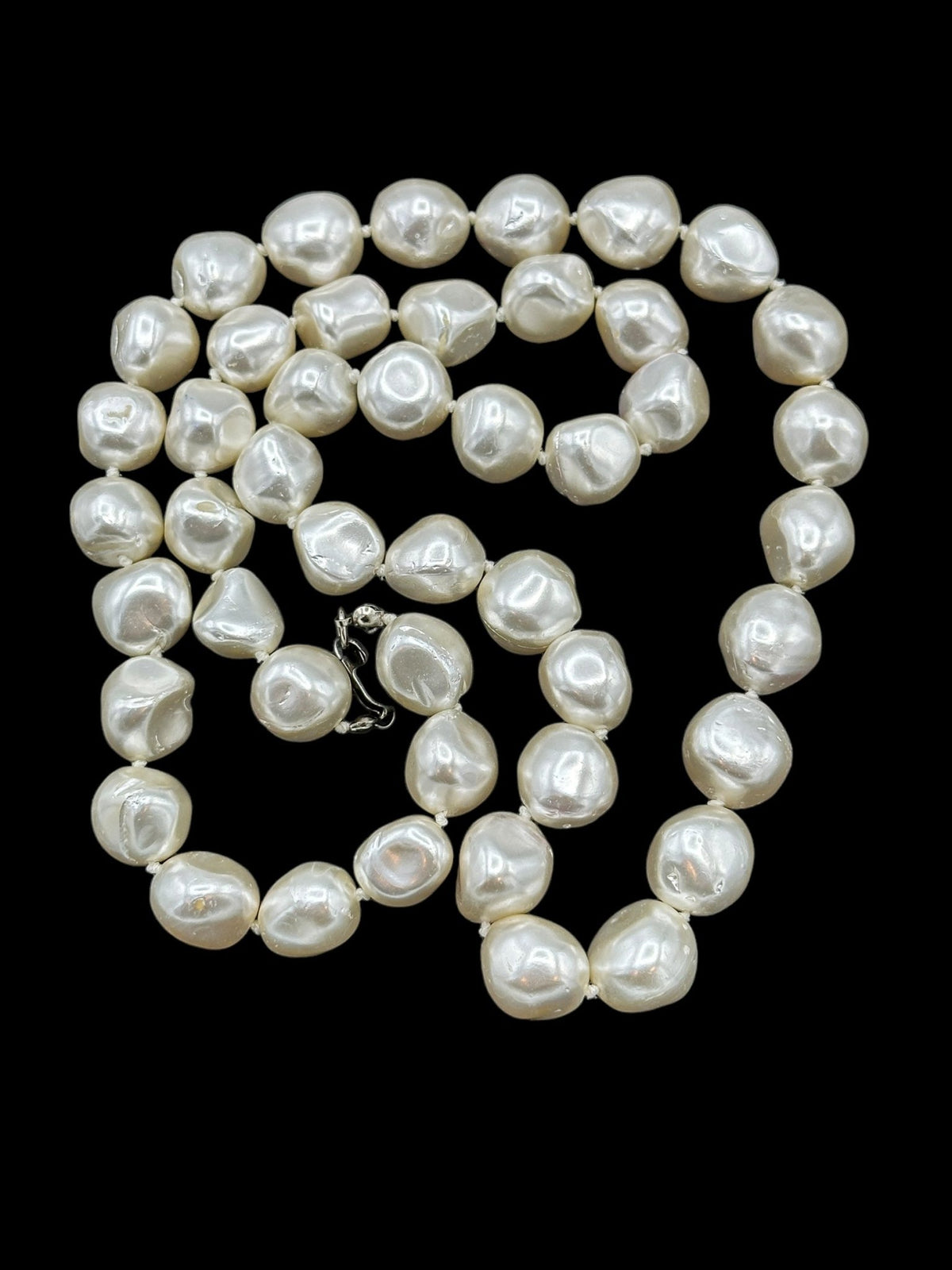 Classic Long Faux Baroque Pearl Layering Vintage Necklace - 24 Wishes Vintage Jewelry