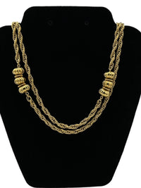 Classic Monet Gold Link & Scallop Bead Stations Long Vintage Necklace - 24 Wishes Vintage Jewelry
