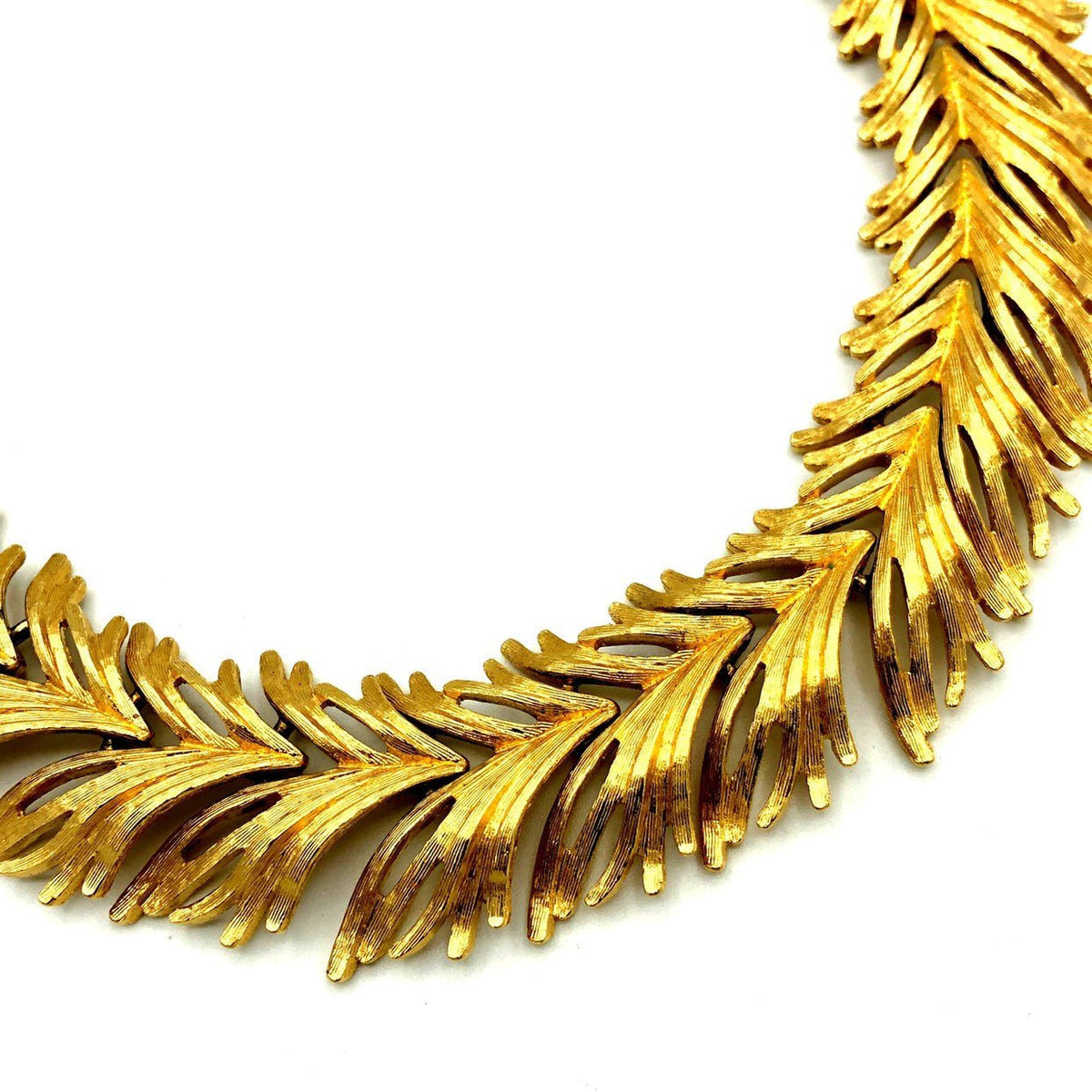 Classic Monet Gold Textured Leaf Vintage Necklace - 24 Wishes Vintage Jewelry