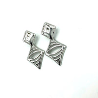 Classic Monet Silver Cut Out Dangle Vintage Pierced Earrings - 24 Wishes Vintage Jewelry