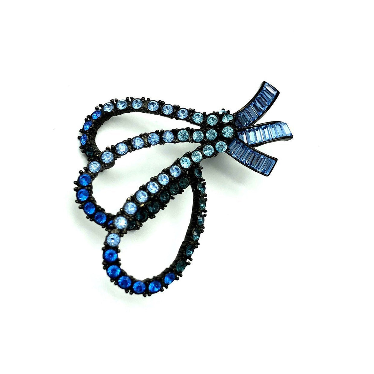 Classic Nolan Miller Bow Sapphire Blue Vintage Brooch - 24 Wishes Vintage Jewelry