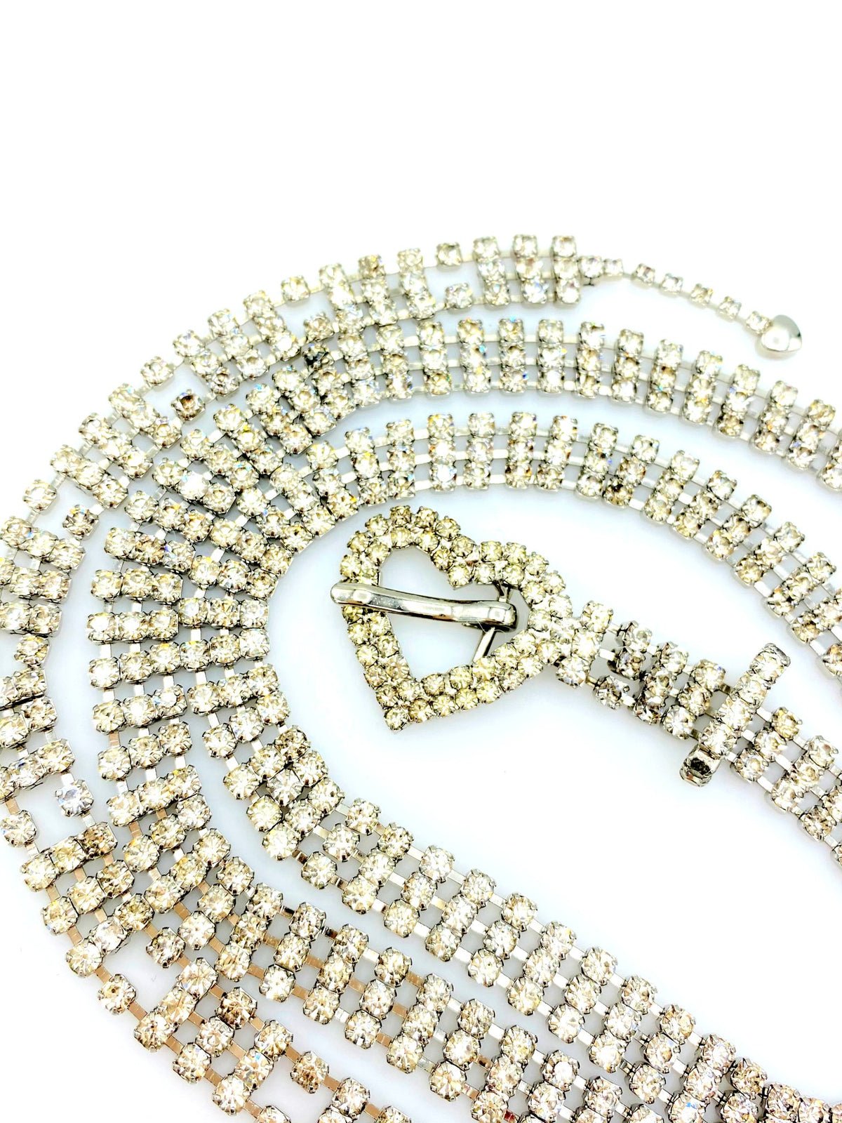 Clear White Rhinestone Heart Vintage Belt - 24 Wishes Vintage Jewelry