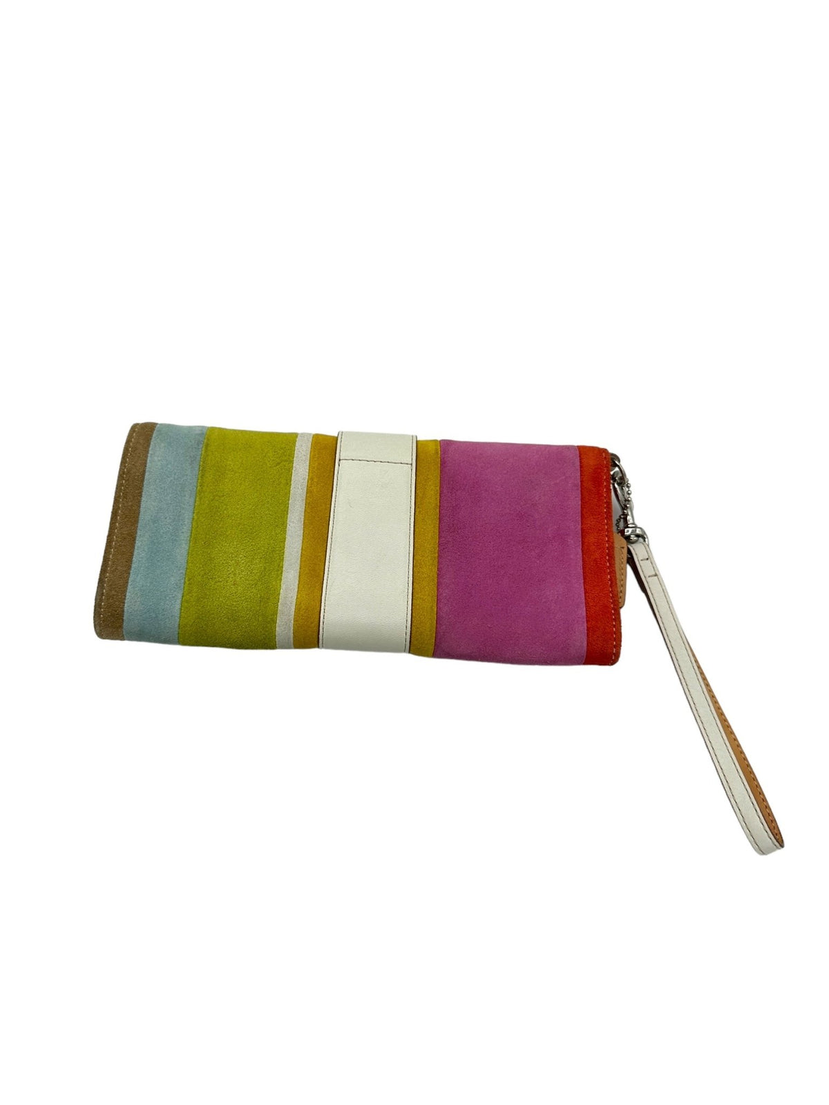 Coach Soho Bright Multicolor Stripe Suede Wallet Clutch 6744 - 24 Wishes Vintage Jewelry