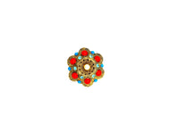 Coral & Turquoise Victorian Rival Brooch - 24 Wishes Vintage Jewelry