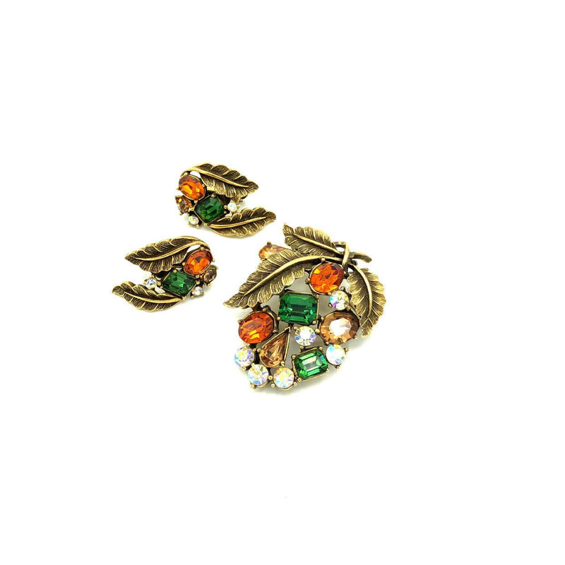 Coro Floral Fruit Salad Rhinestone Jewelry Set - 24 Wishes Vintage Jewelry