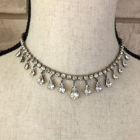 Coro Sterling Art Deco Teardrop Rhinestone Vintage Necklace - 24 Wishes Vintage Jewelry