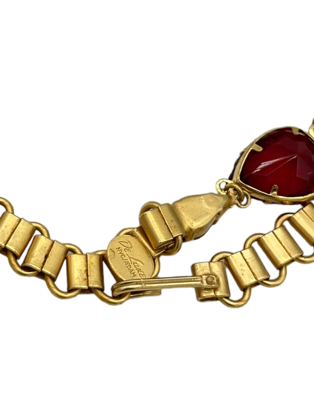 De Luxe NYC A’Dam Citrine Yellow & Ruby Red Rhinestone Statement Necklace - 24 Wishes Vintage Jewelry