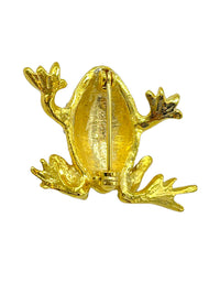 Designer Gold & Cabochon Petite Frog Vintage Brooch - 24 Wishes Vintage Jewelry