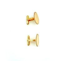 Destino Textured Gold-Filled Round Classic Monogram Cufflinks - 24 Wishes Vintage Jewelry