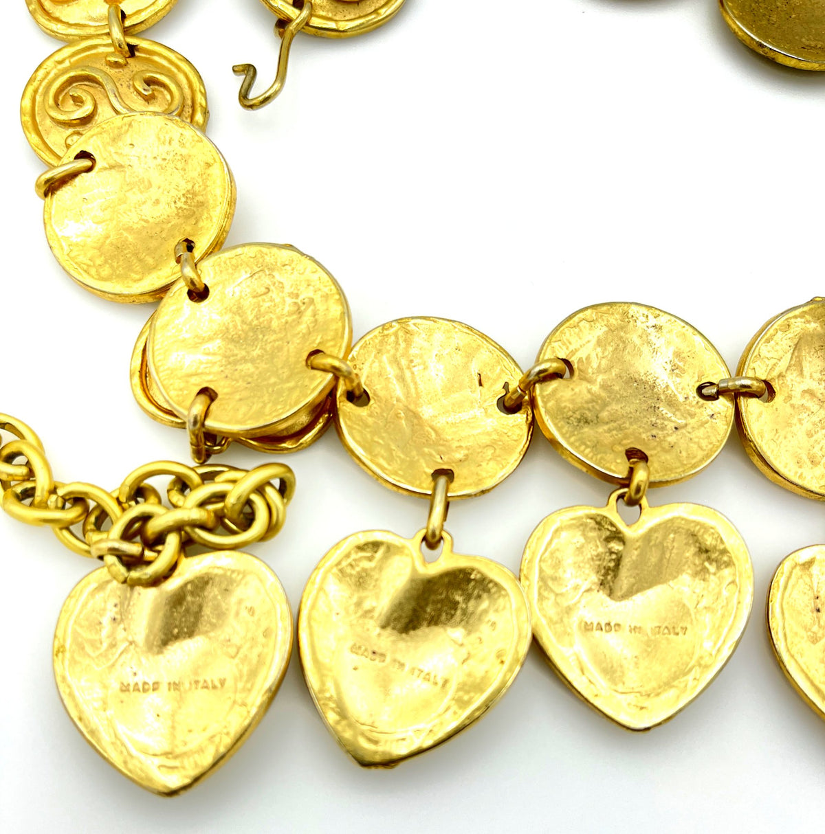 Edouard Rambaud Gold Heart Charm Chain Vintage Etruscan Statement Belt - 24 Wishes Vintage Jewelry