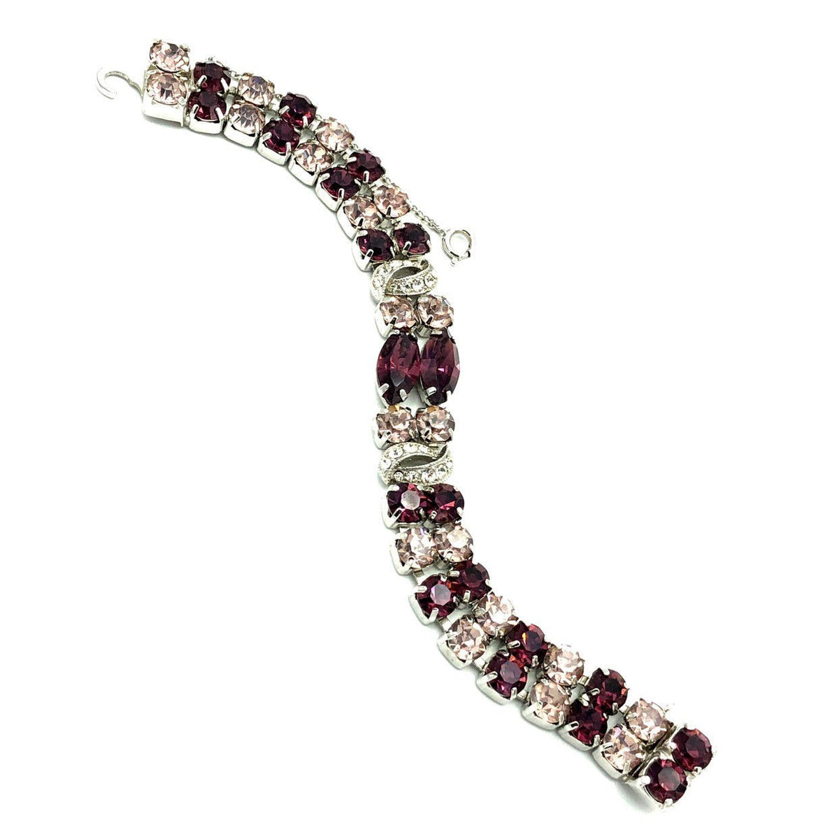 Eisenberg Ice Vintage Purple Rhinestone Statement Bracelet - 24 Wishes Vintage Jewelry