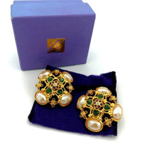 Elizabeth Taylor Faux Pearl Vintage Statement Clip-On Earrings - 24 Wishes Vintage Jewelry