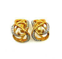 Elizabeth Taylor Treasured Vines Gold Vintage Statement Clip-On Earrings - 24 Wishes Vintage Jewelry