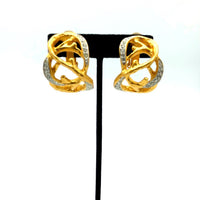 Elizabeth Taylor Treasured Vines Gold Vintage Statement Clip-On Earrings - 24 Wishes Vintage Jewelry