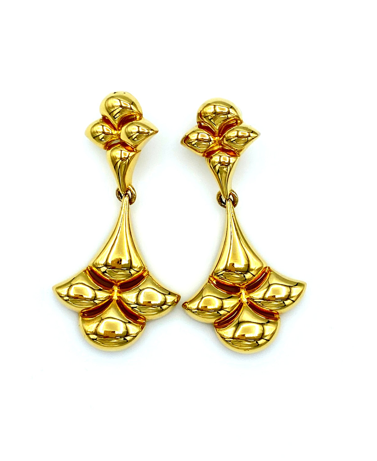 Erwin Pearl Vintage Gold Statement Dangle Pierced Earrings - 24 Wishes Vintage Jewelry