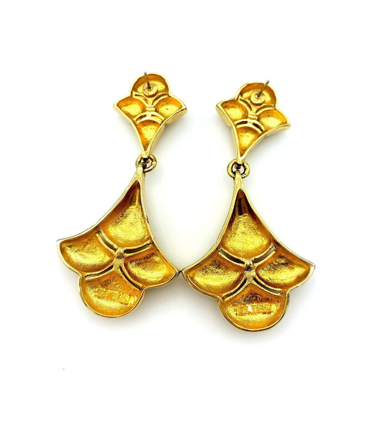 Erwin Pearl Vintage Gold Statement Dangle Pierced Earrings - 24 Wishes Vintage Jewelry