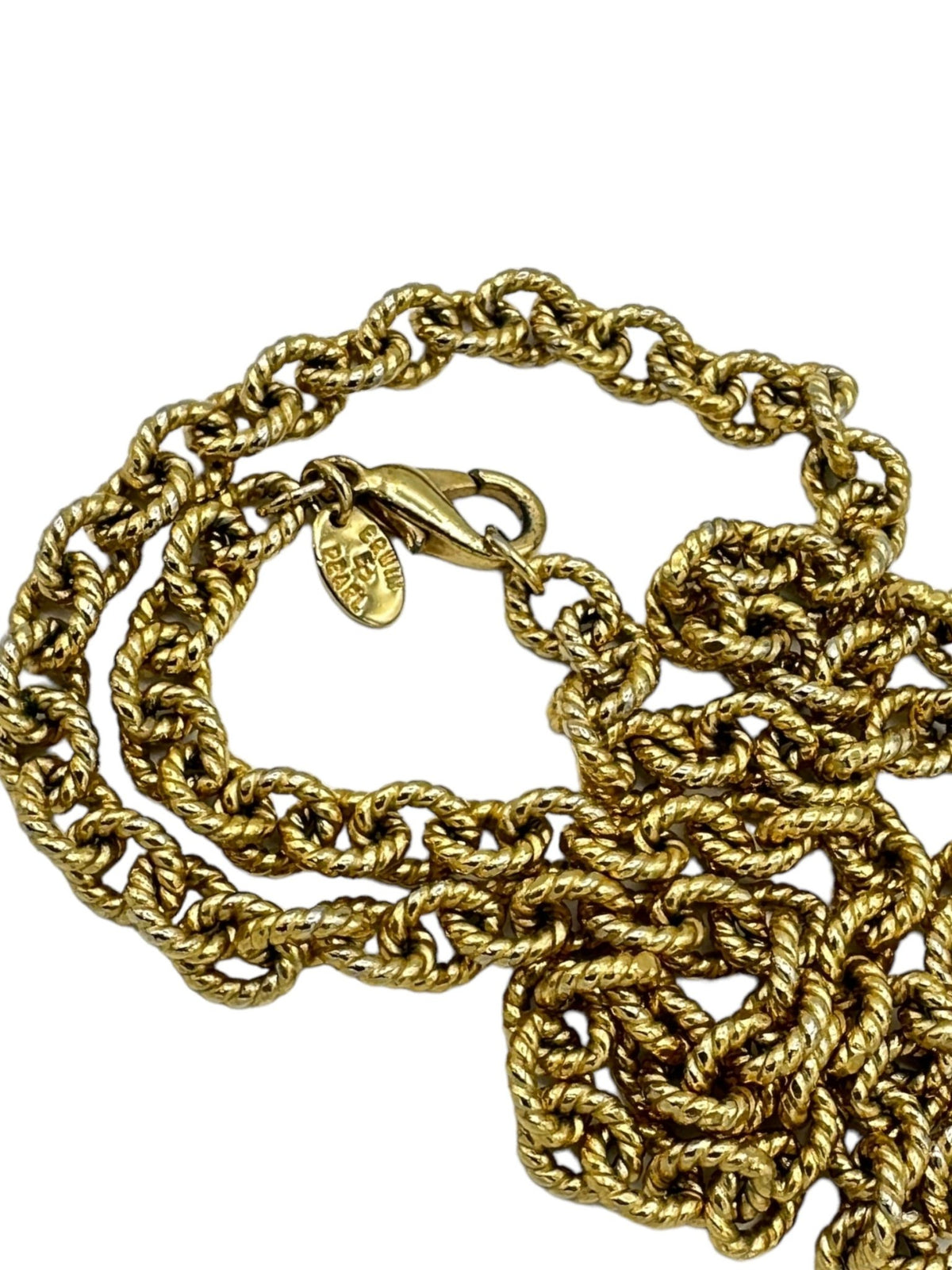 Erwin Pearl Vintage Jewelry Textured Cable Link Gold Layering Chain Necklace - 24 Wishes Vintage Jewelry