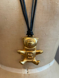 Escada Matt Gold Teddy Bear Pendant - 24 Wishes Vintage Jewelry