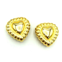 Escada Vintage Gold Puffy Heart Clip-On Earrings - 24 Wishes Vintage Jewelry