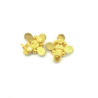 Fendi Gold Pearl Maltese Cross Vintage Clip-On Earrings - 24 Wishes Vintage Jewelry