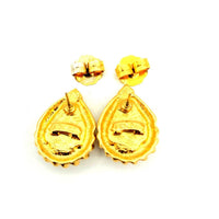 Fendi Gold Teardrop Pearl Vintage Logo Pierced Earrings - 24 Wishes Vintage Jewelry