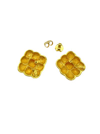Fendi Square Gold Weave Vintage Pierced Earrings - 24 Wishes Vintage Jewelry