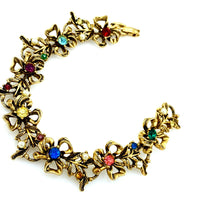 Flower Rhinestone & Pearl Vintage Charm Stacking Bracelet - 24 Wishes Vintage Jewelry