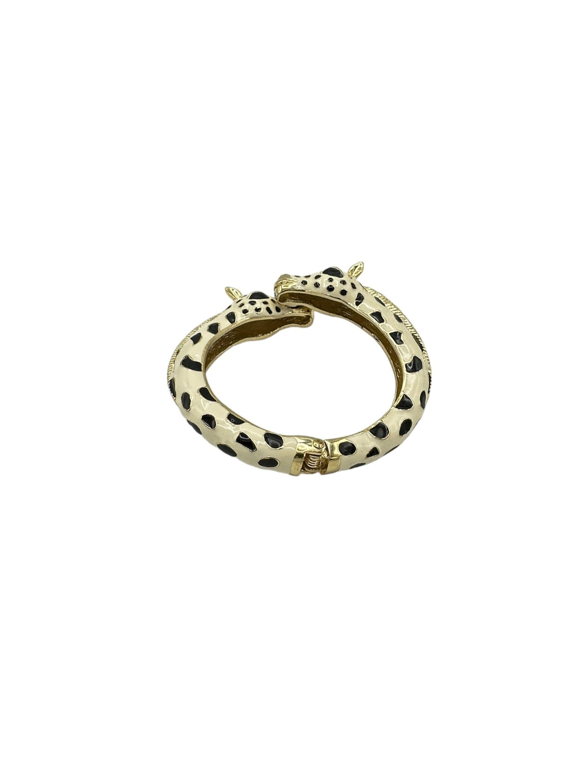 Fornash Black & White Giraffe Hinged Bangle Bracelet - 24 Wishes Vintage Jewelry