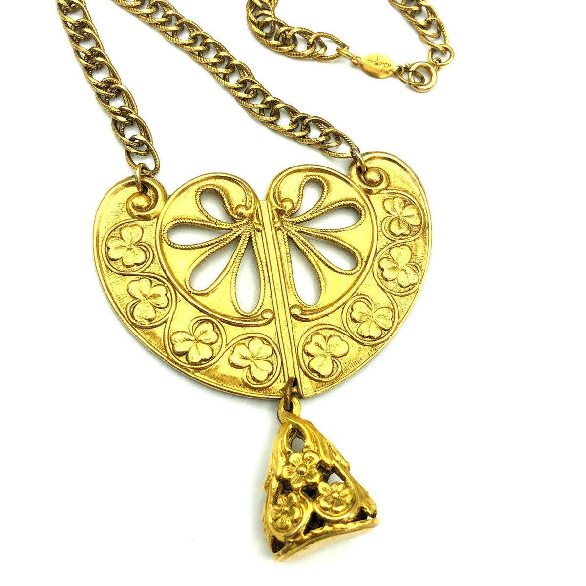 Freirich Gold Large Victorian Revival Pendant - 24 Wishes Vintage Jewelry
