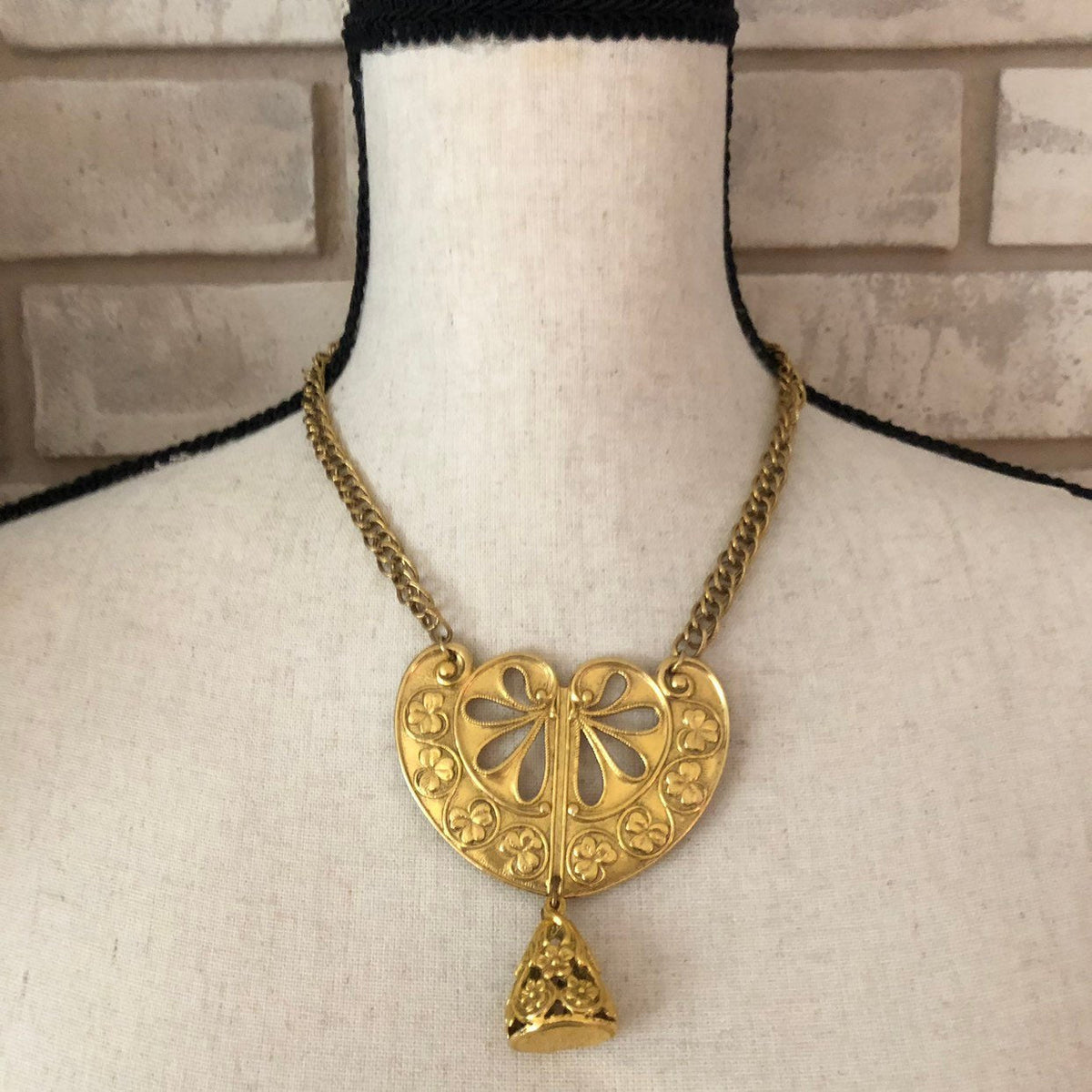Freirich Gold Large Victorian Revival Pendant - 24 Wishes Vintage Jewelry