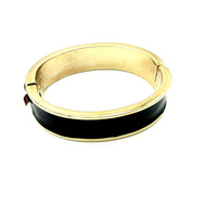 Givenchy Black Enamel & Rhinestone Vintage Hinged Bangle Bracelet - 24 Wishes Vintage Jewelry