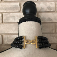 Givenchy Black Lucite Three Bead Strand Modernist Vintage Pendant - 24 Wishes Vintage Jewelry