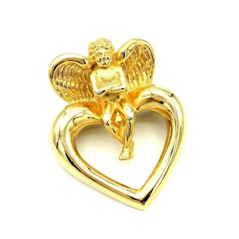 Givenchy Gold Angel Heart Vintage Brooch Pin - 24 Wishes Vintage Jewelry